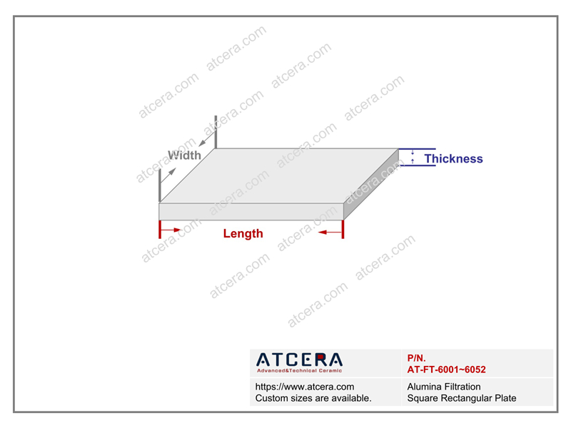 Drawing of Alumina Filtration Square Rectangular Plate