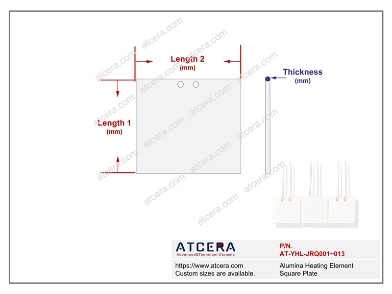 Drawing of Alumina Heating Element Square Plate