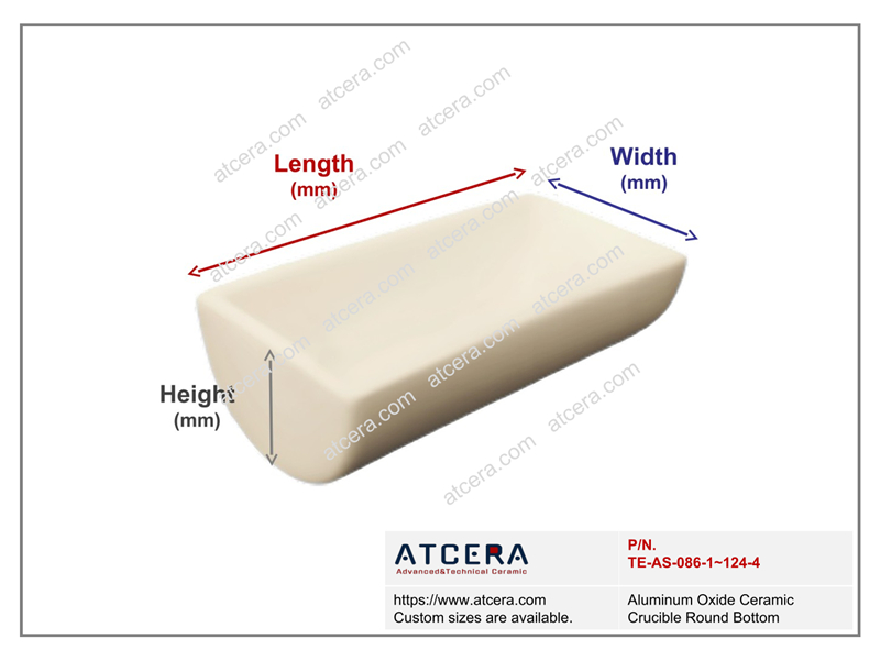 Drawing of Aluminum Oxide Ceramic Crucible Round Bottom