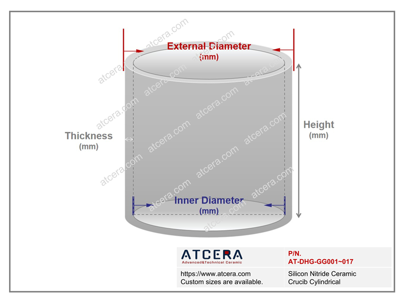 Drawing of Silicon Nitride Ceramic Crucib Cylindrical