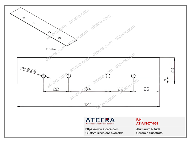 Drawing of AlN Substrate AT-AIN-ZT-051