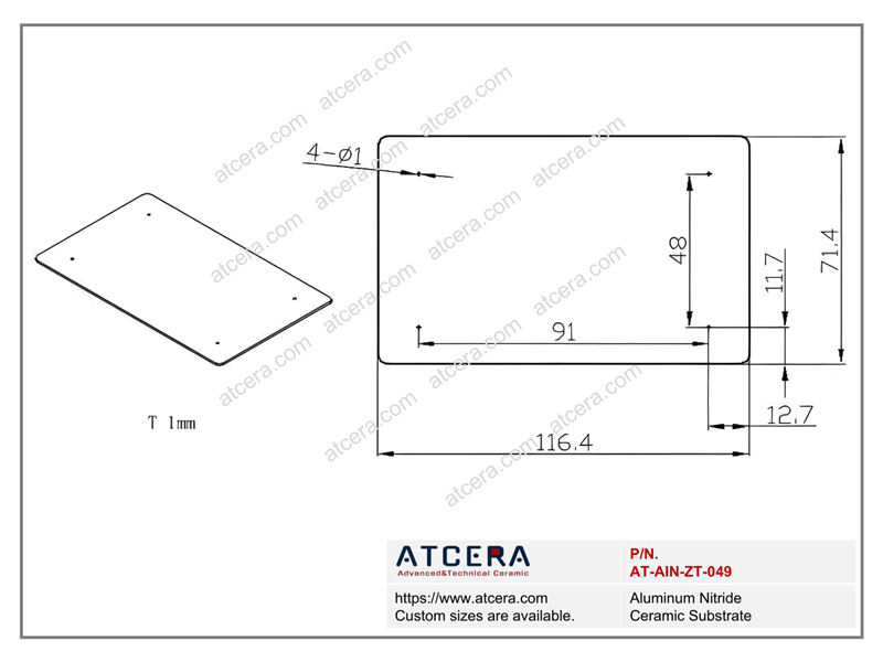 Drawing of AlN Substrate AT-AIN-ZT-049