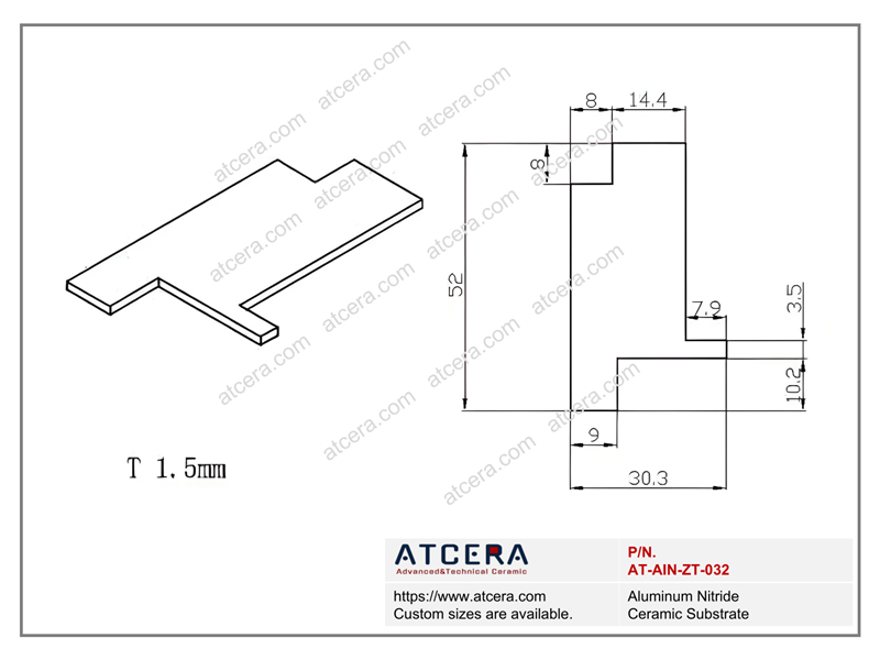 Drawing of AlN Substrate AT-AIN-ZT-032