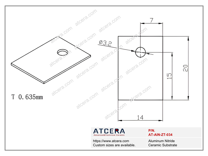 Drawing of AlN Substrate AT-AIN-ZT-034
