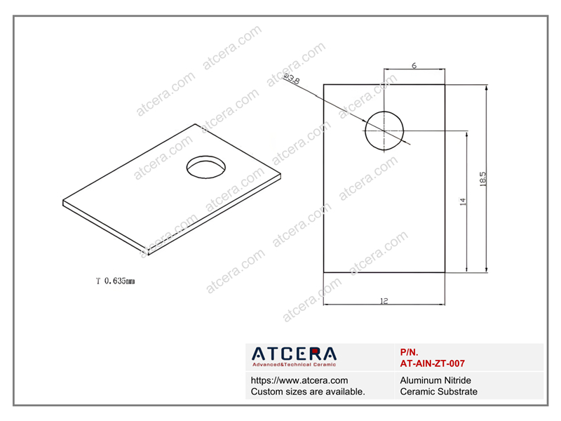 Drawing of AlN Substrate AT-AIN-ZT-007