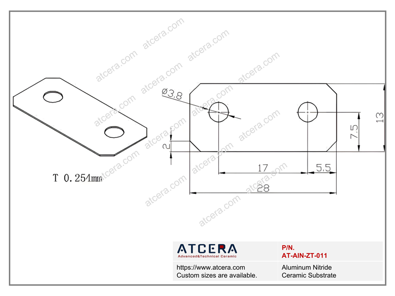 Drawing of AlN Subtrate AT-AIN-ZT-011