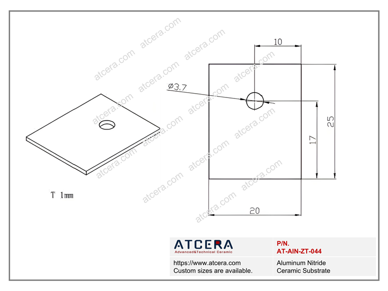 Drawing of AlN Substrate AT-AIN-ZT-044