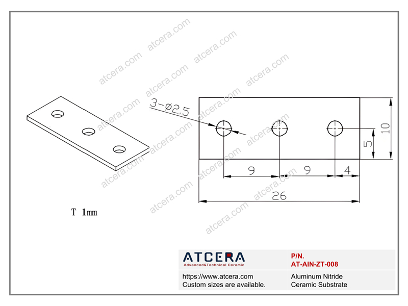 Drawing of AlN Substrate AT-AIN-ZT-008