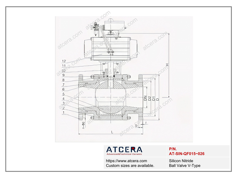 Silicon Nitride Ceramic Ball Valve V-Type